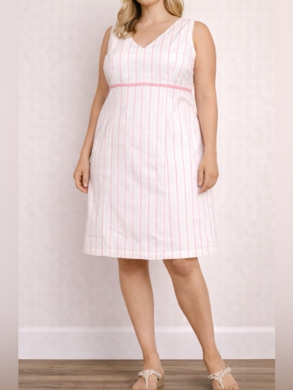 Paraphrase Pink & White Striped Midi Skirt
